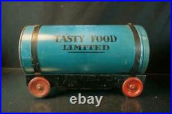 1930's Tasty Foods Limited Tin Pressed Steel Coffee Can Train Set All Original