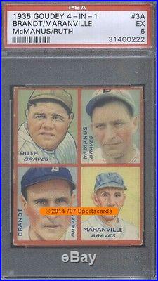1935 Goudey 4 in 1 Complete Set of 36 Fronts All PSA Graded Averages 5.21
