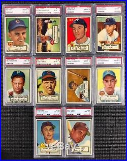 1952 Topps Starter Set Lot of 10 cards all graded PSA 8 NM-MT Near Mint Baseball