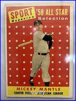 1958 Topps #487 Mickey Mantle All Star Great Condition Not Graded