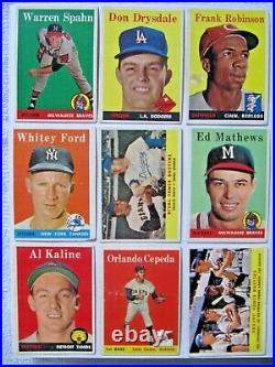 1958 Topps Baseball Near Complete Set 491/494 All The Stars Graded Mantle Ex-
