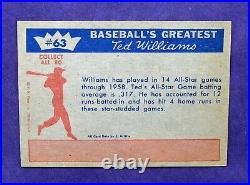 1959 Fleer Ted Williams #63 Ted's All Star Record Pack Fresh Card