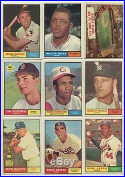 1961 Baseball Topps Lot Mid Gr 417/589, Mantle Aaron Mays, 24 Hi #s, 9 All-Stars