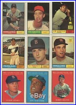 1961 Baseball Topps Lot Mid Gr 417/589, Mantle Aaron Mays, 24 Hi #s, 9 All-Stars