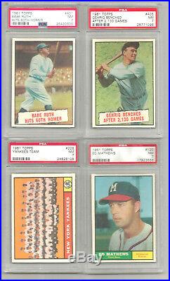 1961 Topps Baseball Complete Set Nm 7 to NmMt 8 Set All hofers + stars graded