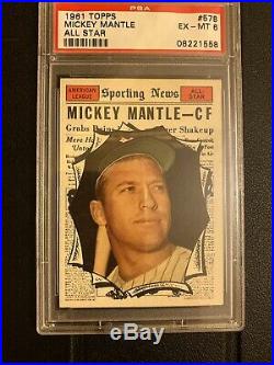 1961 Topps Set Break #578 Mickey Mantle All Star PSA 6 EX-MT