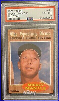 1962 Topps #471 Mickey Mantle All Star PSA 6 EX-MT