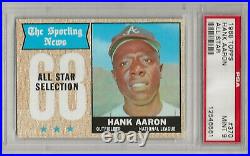 1968 Topps #370 Hank Aaron, Psa 9 Mint, Set Break- All-star, Hof, Atlanta Braves