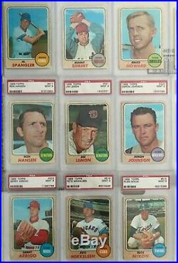 1968 Topps Baseball Cards ALL PSA 9 MINT SET BREAK (LOT OF 18)