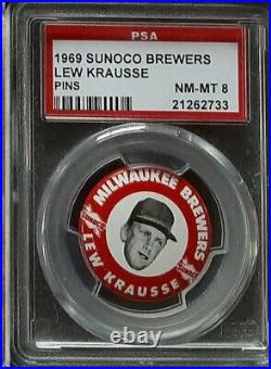 1969 Sunoco Baseball Brewers Pins Set (PSA 8) #1 All Time with Tommy Harper PSA 9