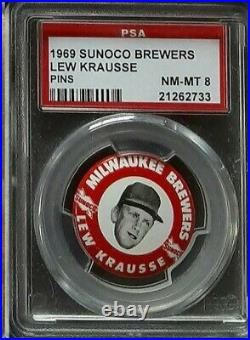 1969 Sunoco Milwaukee Brewers Pins Set (PSA 8) #1 All Time withTommy Harper PSA 9