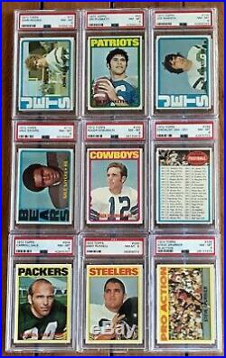 1972 TOPPS FOOTBALL PARTIAL SET OF 150 ALL PSA 8s WITH BEAUTIFUL STAUBACH RC