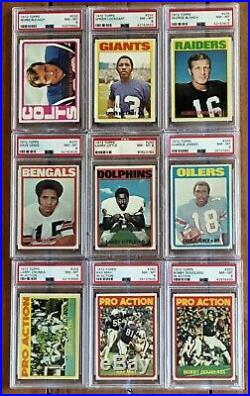 1972 TOPPS FOOTBALL PARTIAL SET OF 150 ALL PSA 8s WITH BEAUTIFUL STAUBACH RC