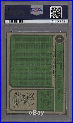 1974 Topps #1 Hank Aaron All Time HR King Braves PSA 9 MINT 1st CARD IN SET