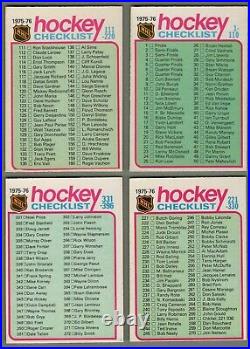 1975-76 O-Pee-Chee Complete Hockey Set 1-396 All Checklists Unmarked