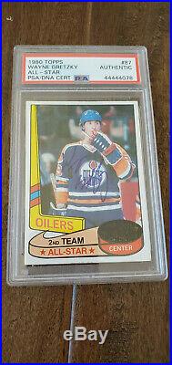 1980-81 Topps Signed All Star Card Wayne Gretzky Vintage Auto Oilers Psa/dna 87