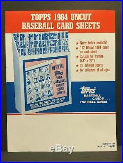 1984 TOPPS BASEBALL CARDS UNCUT SHEET SET WithALL 6 SHEETS MATTINGLY STRAWBERRY RC