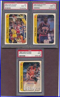 1986-87 Fleer Basketball Sticker Set 1-11 ALL PSA 9 with Michael Jordan