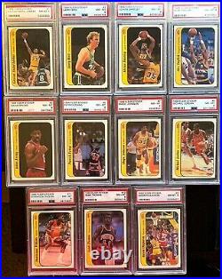1986 Fleer Sticker Basketball Complete Set with Michael Jordan RC ALL PSA NMMT 8
