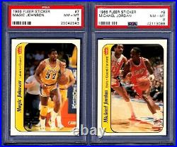 1986 Fleer Sticker Basketball Complete Set with Michael Jordan RC ALL PSA NMMT 8
