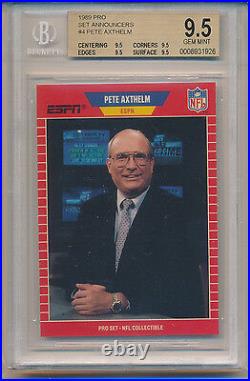 1989 Pro Set Football Announcers Pete Axthelm (#04) (All 9.5 sub grades) BGS9.5