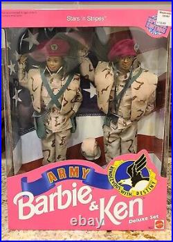 1992 Stars'n Stripes Army Barbie & Ken African American Deluxe Set