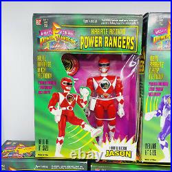 1994 MMPR Set of all 5 Karate Action Power Rangers Figures 8 inches #2201