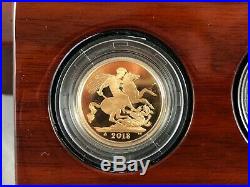2018 Royal Mint Gold Proof 3 Coin Sovereign Set All Original Boxing And Papers