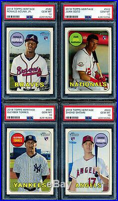 2018 Topps Heritage High Number Complete Set Acuna Soto Ohtani Torres ALL PSA 10