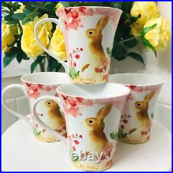 222 FIFTH Spring EASTER Floral Bunny 4 Dinner Breakfast Coffee Mug Set YOU PICK