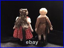 3.5 Antique German All Bisque Adorable Couple Set/Pair Of Dolls