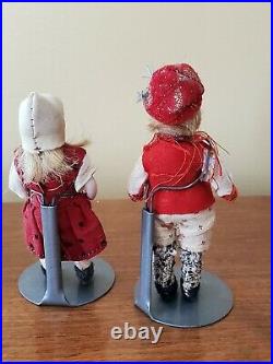 3.5 Antique German All Bisque Jointed Adorable Couple Set Of 2 Dolls Mignonette