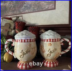 5 Pc Vintage Gingerbread Peppermint Love Joy Faith Hot Chocolate Pot Topper Set