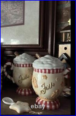 5 Pc Vintage Gingerbread Peppermint Love Joy Faith Hot Chocolate Pot Topper Set