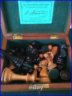 ANTIQUE JAQUES CHESS SET Weighted With 85 Mm Kings Circa 1865 All Original