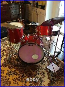All Original 1965 Ludwig Red Sparkle Vintage Drum set, Original Zildjian w Stand