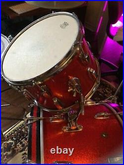All Original 1965 Ludwig Red Sparkle Vintage Drum set, Original Zildjian w Stand