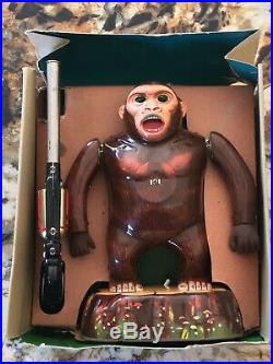 All Original Masudaya Roaring Gorilla Shooting Gallery Japan Tin Toy Box Set