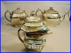 All Over Silver Lustre Tea & Coffee Set early 19th c Neo-Classical Shape