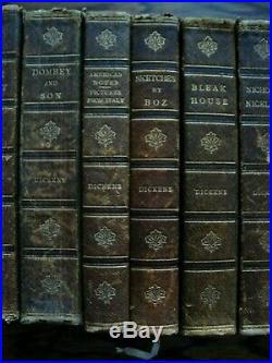 Antique 20 Volume Set Charles Dickens Books Complete All Leather Chapman Hall