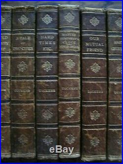 Antique 20 Volume Set Charles Dickens Books Complete All Leather Chapman Hall