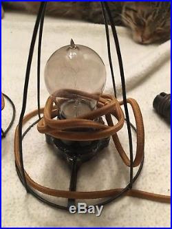 Antique Boudoir Half Doll Light Lamps set of 2 -all Original Parts 1920's