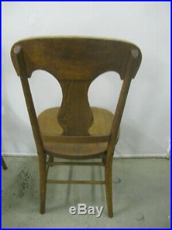 Antique Set of Six Matching Oak Dining Chairs Solid Seats All Original