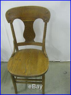 Antique Set of Six Matching Oak Dining Chairs Solid Seats All Original