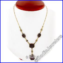 Antique Victorian 14K Gold Rectangular Garnet Necklace Bracelet Set ALL ORIGINAL