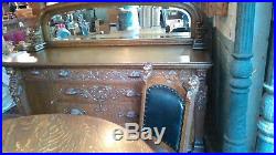 Antique oak dining set, 60 table, 72 sideboard, 7 chairs, all original finish