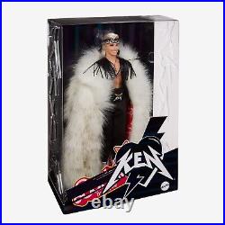 Barbie The Movie Ken Doll in Faux Fur Coat Black Fringe Vest HRF31 New In Box