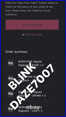 Blackpink Signed Digipack Born Pink Autograph Set All 4 Members
