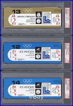 Complete Set of all 10 1980 USA Hockey Olympic Tickets All PSA Authenticated