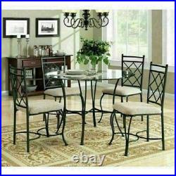 Dining Room Set Round Table Chairs 5 Pc Kitchen Space Saving Dinette Glass Top